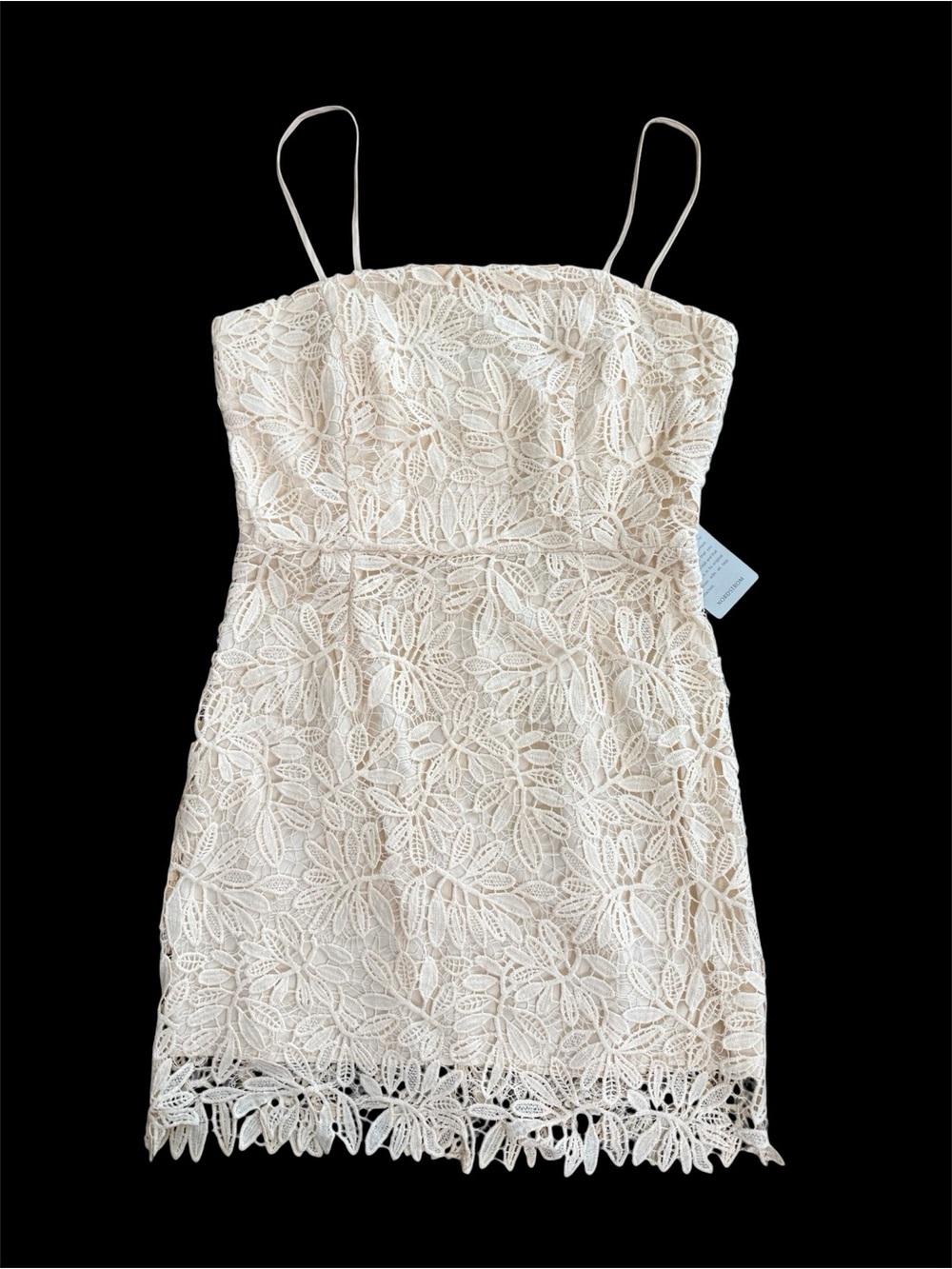 NWT NSR Floral Lace Spaghetti Strap Mini Dress Cream Ivory XL
